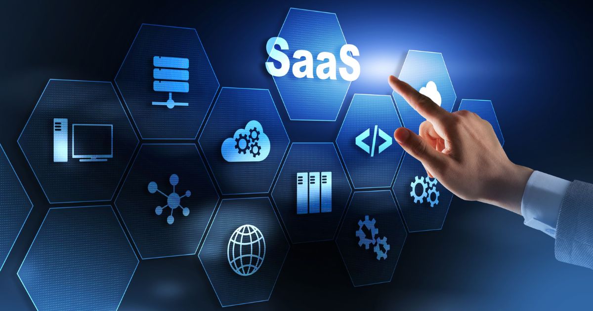 Humans finger pointing to SaaS