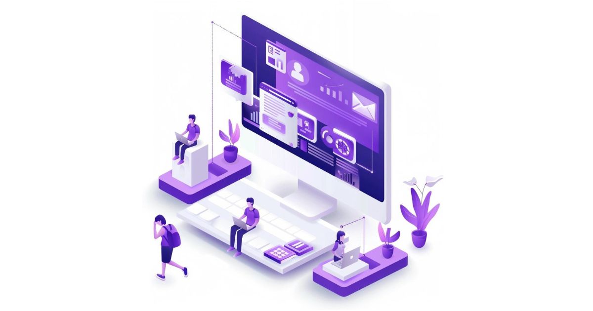 Measure SaaS Content Marketing Success. colors purple and dark blue