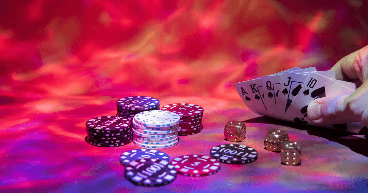 Casino chips and cards on the desk