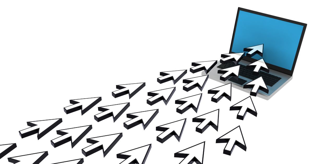 arrows going into computer