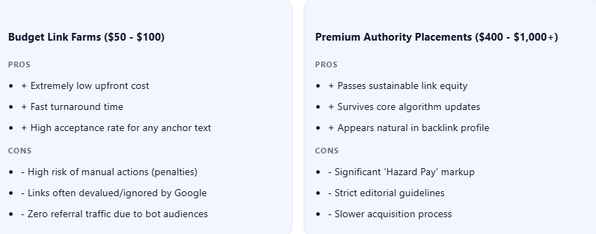 Investment Analysis - Link Farms vs. Premium Hazard Pay Placements