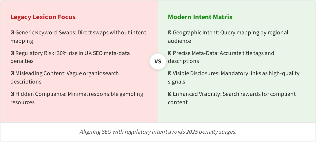 Compare Vs: Legacy Lexicon Focus vs Modern Intent Matrix